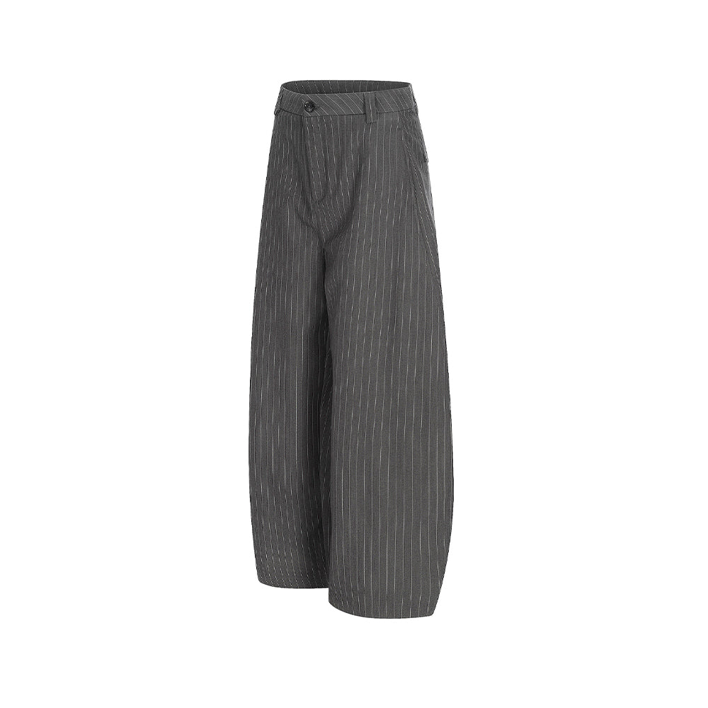 Vertical striped straight-leg pants