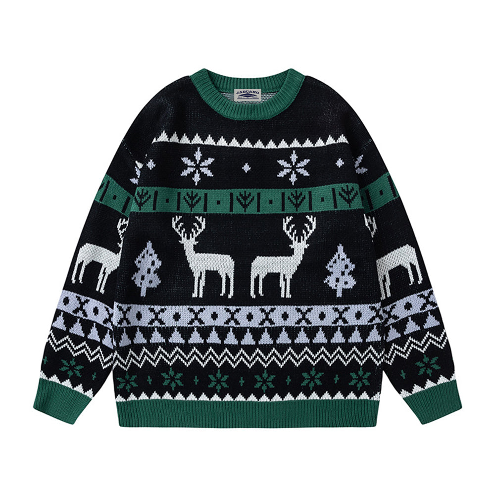 復古情侶聖誕拼色毛衣