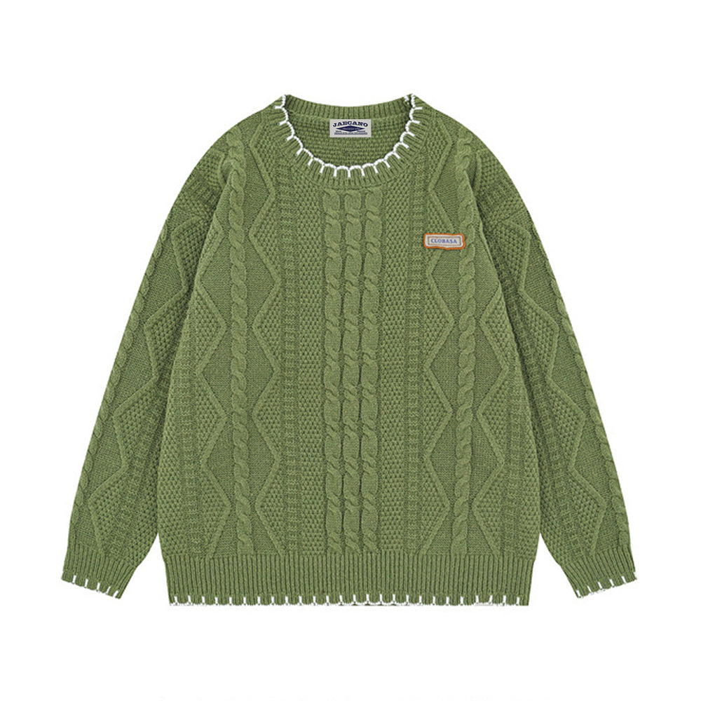 Contrast color crew neck sweater