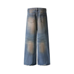 Distressed straight jeans