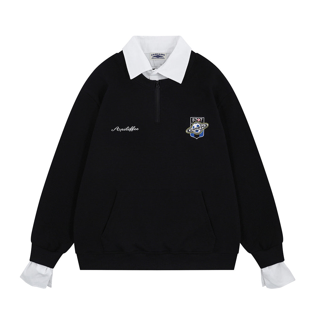 Retro fake two piece versatile sweatshirt