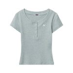 Solid color round neck summer short sleeves (women's)