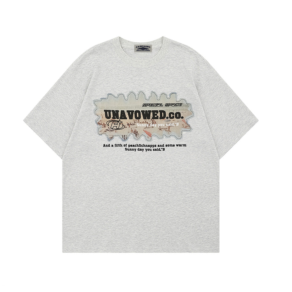 레트로 레터 패치 반팔