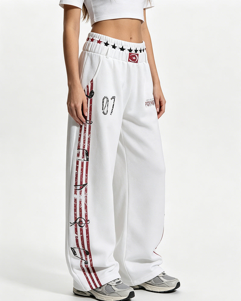 Distressed wide-leg casual pants