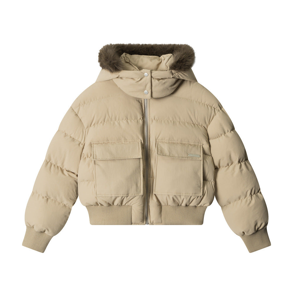 Thick hooded short jacket