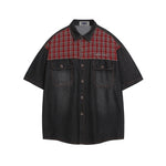 Washed panel denim shirt