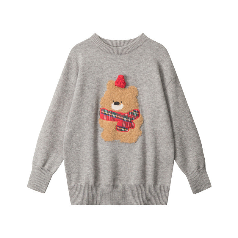 復古卡通小熊毛衣