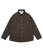 Color-blocked minimalist long-sleeved shirt