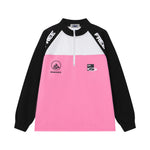 Retro stitching stand collar couple sweatshirt