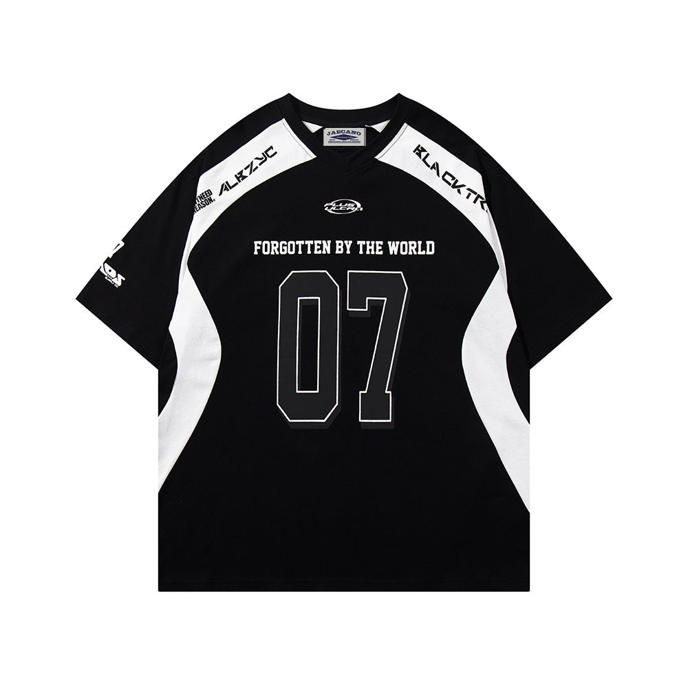 스포츠 스타일 패치워크 반팔