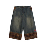 Lettering patchwork cropped trousers