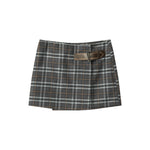 레트로 플레드 로우웨이스트 스커트