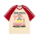 레트로 콘트라스트 프린트 반소매