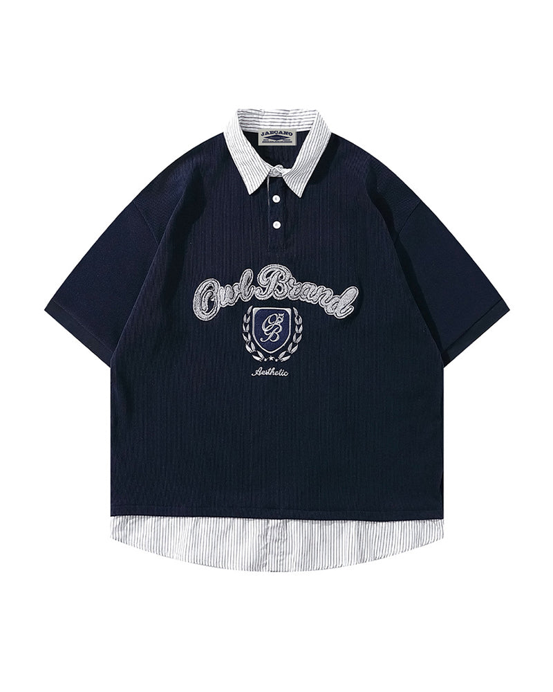 Fake two-piece lapel short sleeves