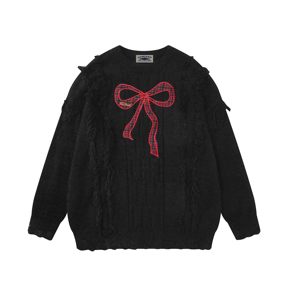 Vintage Butterfly Tassel Crew Neck Sweater