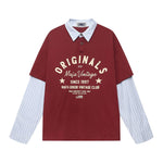 Retro patchwork fake two-piece lapel long sleeves