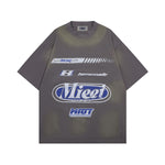 레트로 프린트 라운드넥 반팔