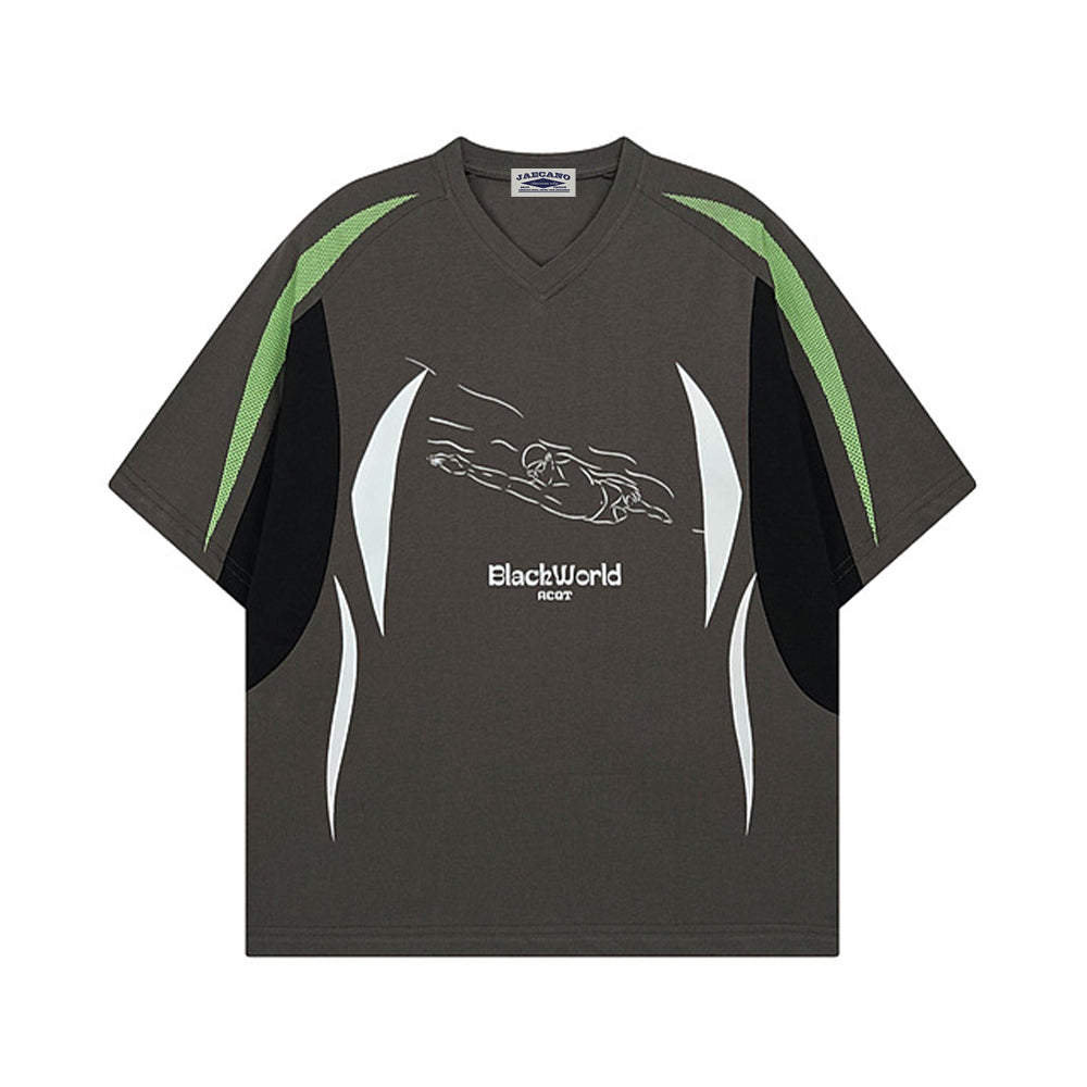 레트로 콘트라스트 반소매