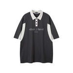 Contrast color lapel short sleeves