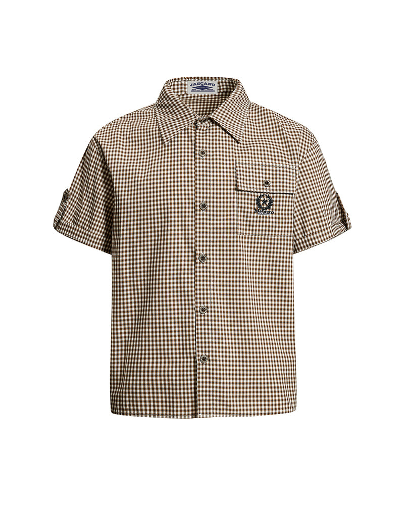 Retro embroidered short-sleeved shirt