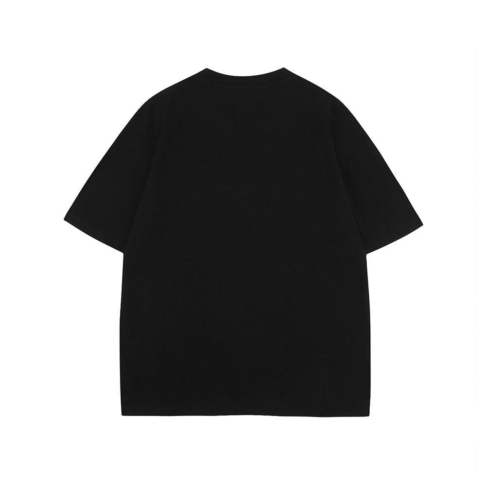 대조적인 컬러 스티칭 짧은 소매