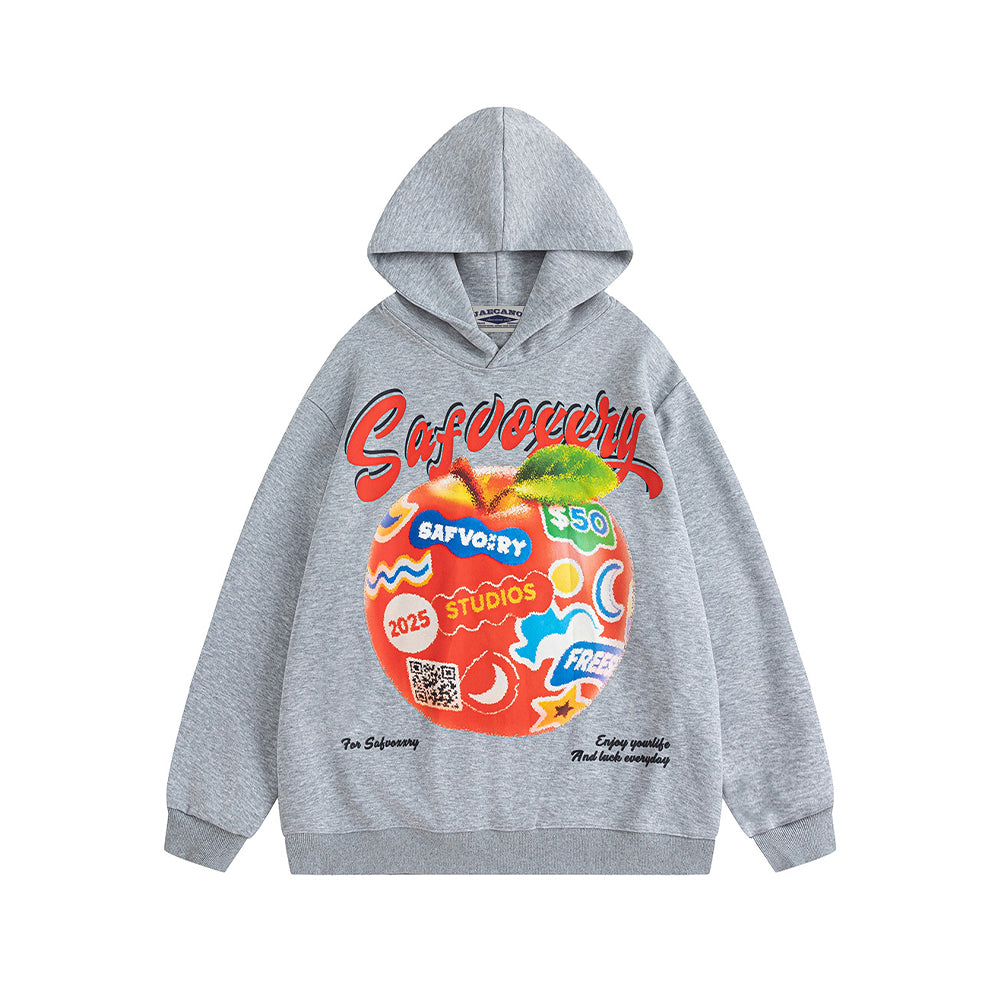 애플 레터 프린트 후드티