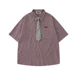 簡約格紋短袖襯衫