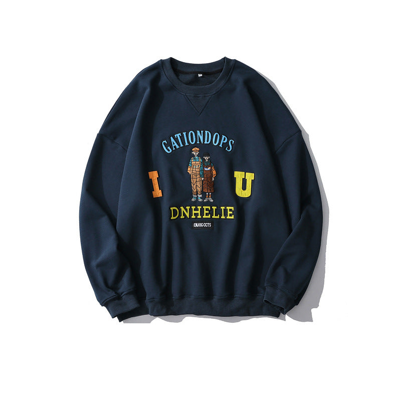 復古卡通刺綉圓領衛衣