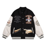 Embroidered patchwork baseball jacket