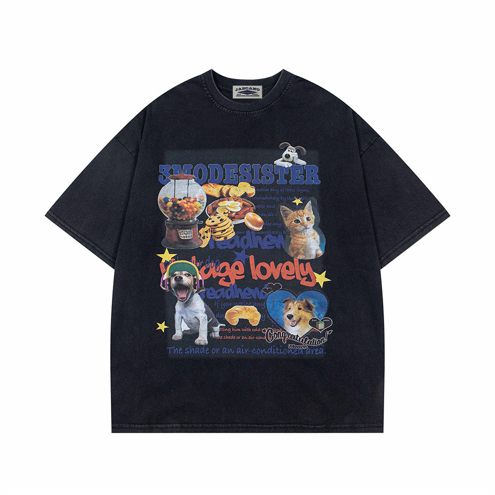 레트로 펀 프린트 반팔