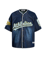 Retro denim short-sleeved shirt