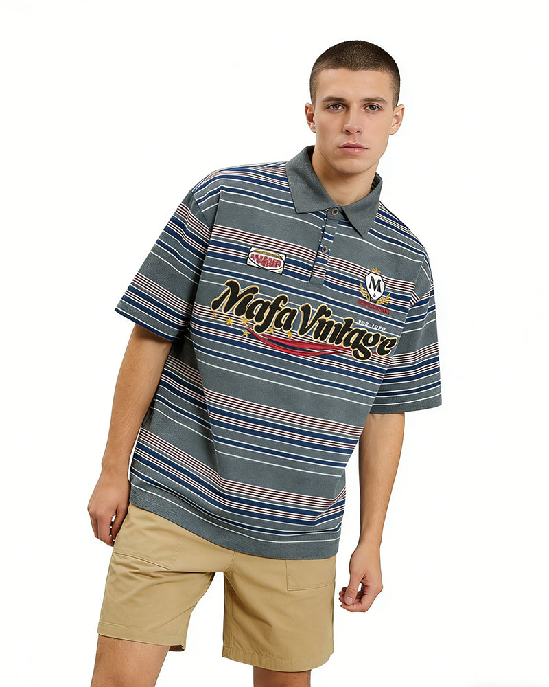 復古字母刺綉短袖