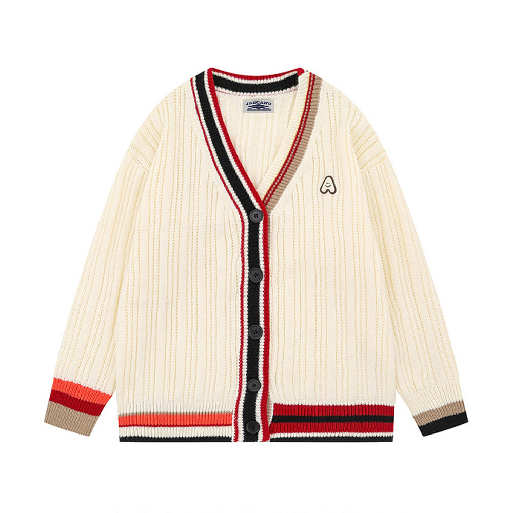 學院風v領針織外套