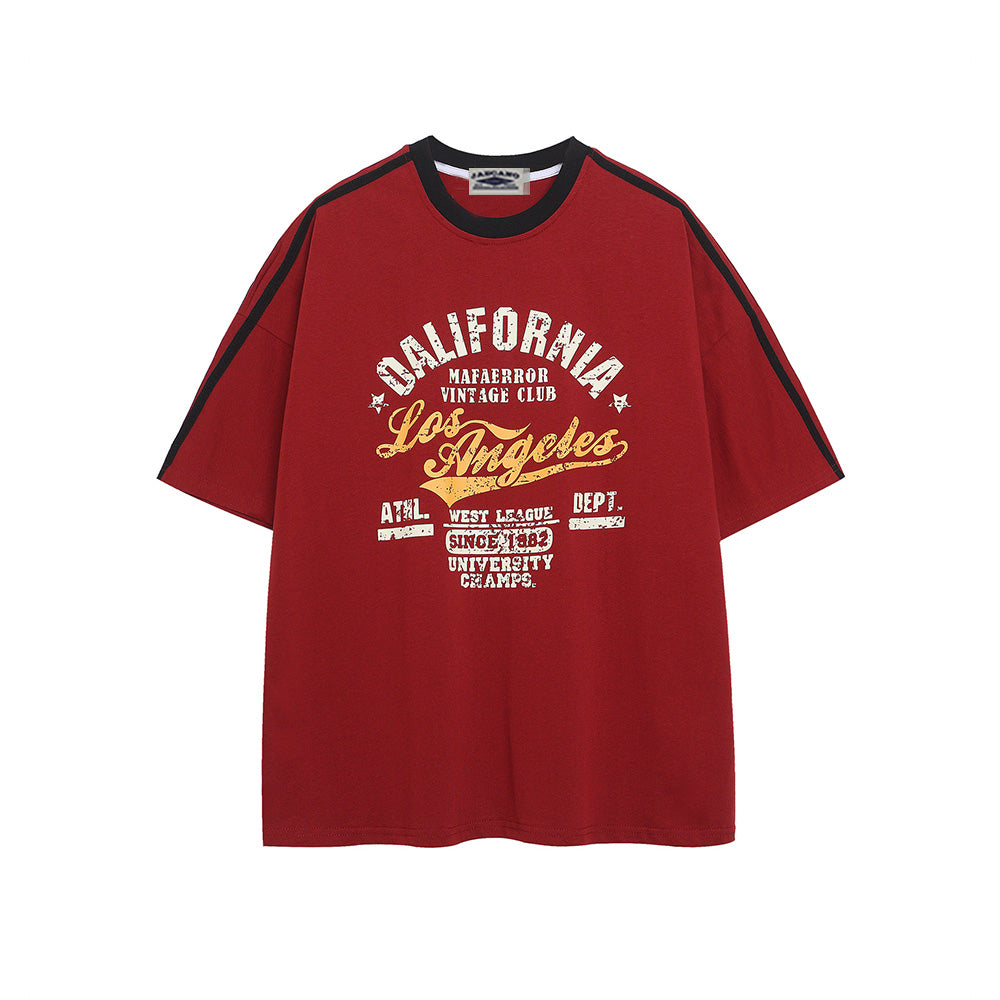 대비색 문자 프린트 반팔