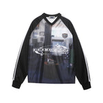 Retro contrasting color couple long sleeves