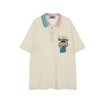 Colorblock lapel short sleeves