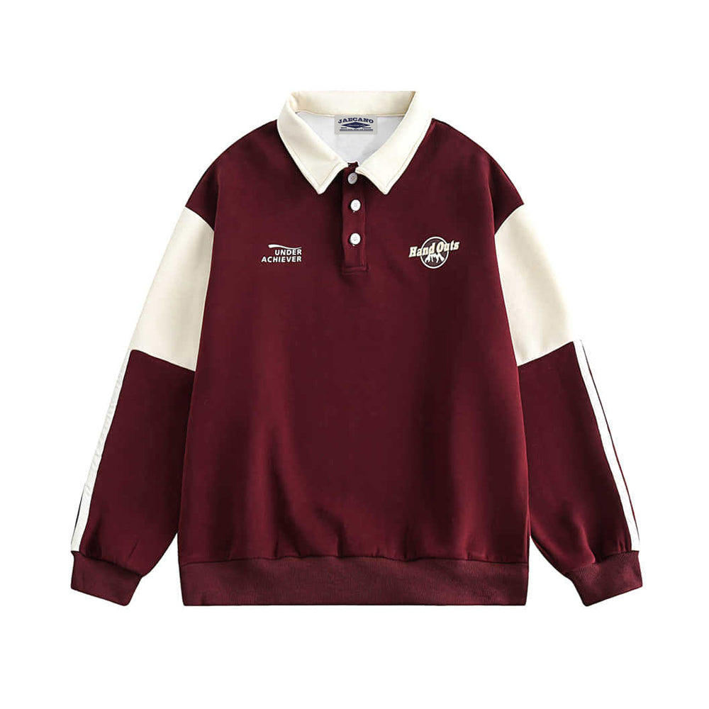 Color-blocked collared sweatshirt