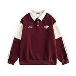 Color-blocked collared sweatshirt