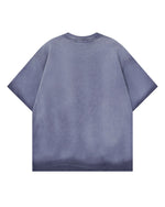 물감 튀김 무늬가 있는 빈티지 스타일의 반팔 셔츠