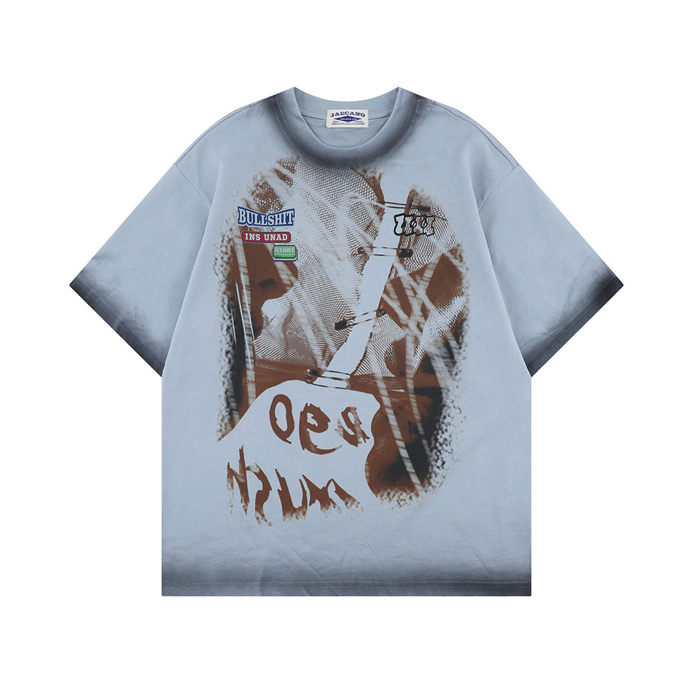 레트로 스트리트 프린트 반소매