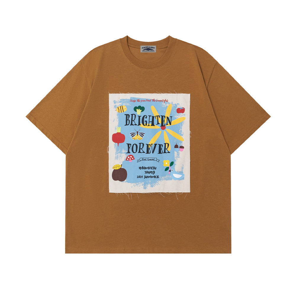 레트로 레터 프린트 반소매