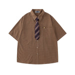 簡約格紋短袖襯衫