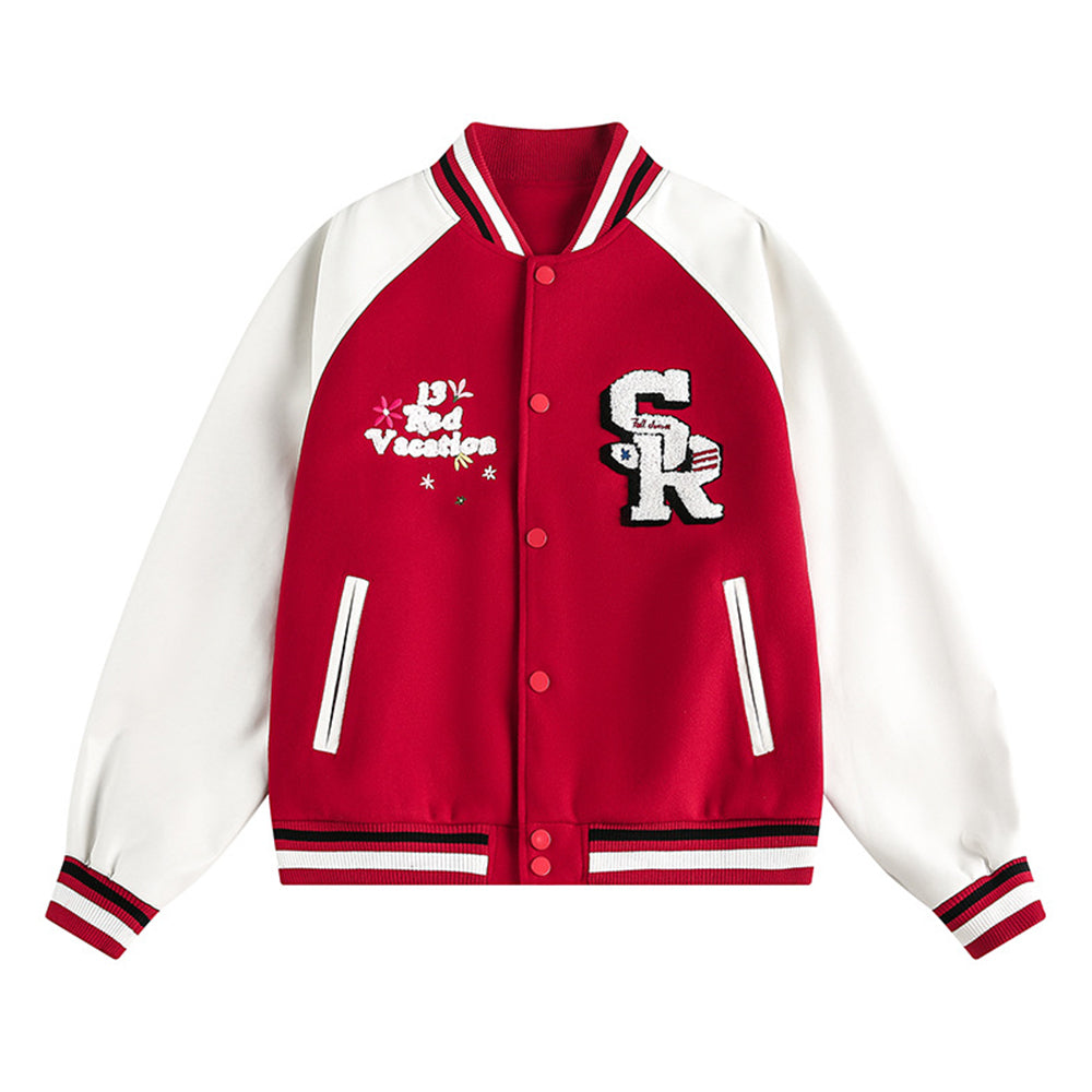Retro patchwork baseball jacket