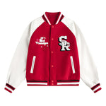 Retro patchwork baseball jacket