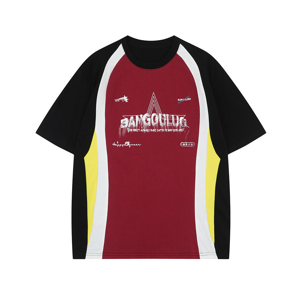 레트로 스포츠 컬러블록 반팔