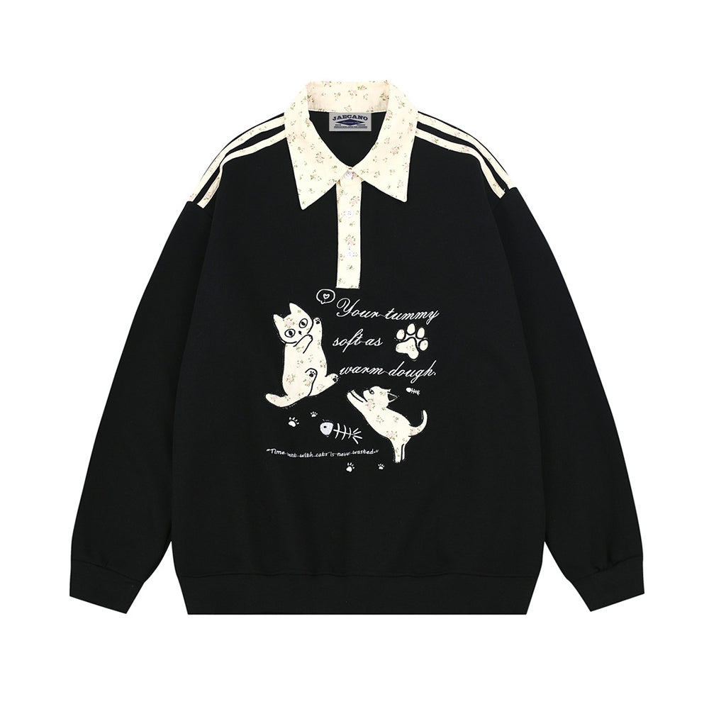 貓咪刺綉polo衛衣