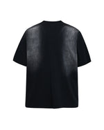 Embroidered distressed short-sleeved shirt