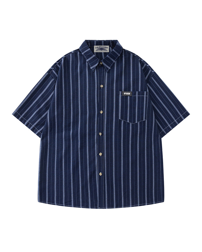 Simple striped short-sleeved shirt