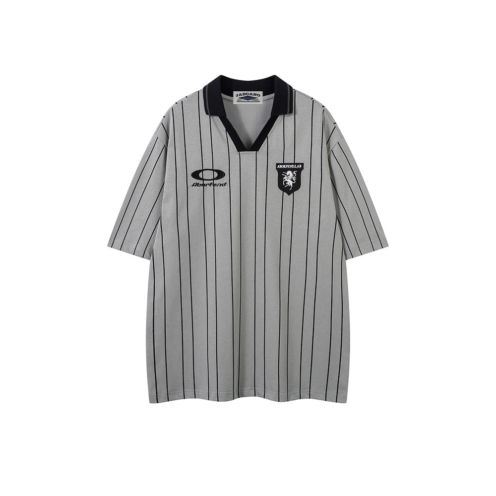 레트로 대비 스트라이프 반소매