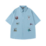 Embroidered Puppy Short Sleeve Shirt